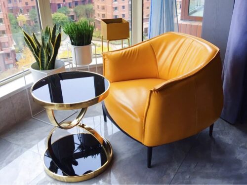 Modanio Handmade Damru Style Side Table With Gold Finish And Glasses photo review