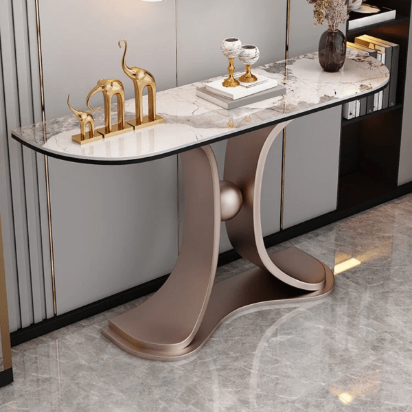 Modanio Glam Half Moon Console Table Stone Console Sofa Table for Hall