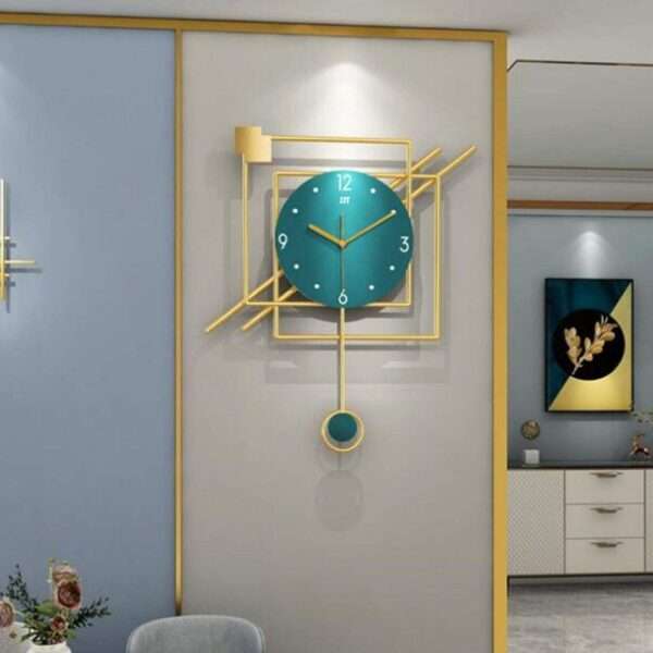 Modanio Metal Wall Mural Hanging DIMENSIONAL TIME BLUE Handmade Wall Clock Multicolor Ticking Sound for Bedroom/Drawing Room/Hall/Dining Room