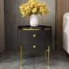 Round Black Wooden Side Table