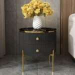 Round Black Wooden Side Table