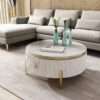 wooden centre table with marble top
