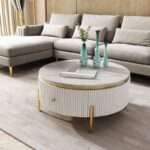 wooden centre table with marble top