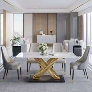 Modern X-Shape Base Dining Table