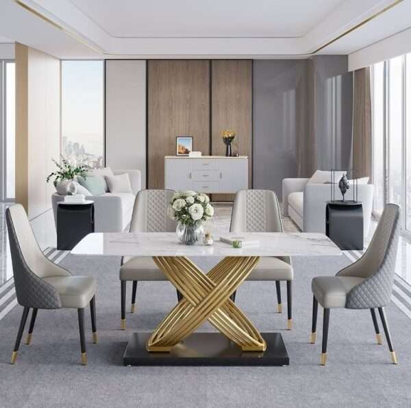Modern X-Shape Base Dining Table