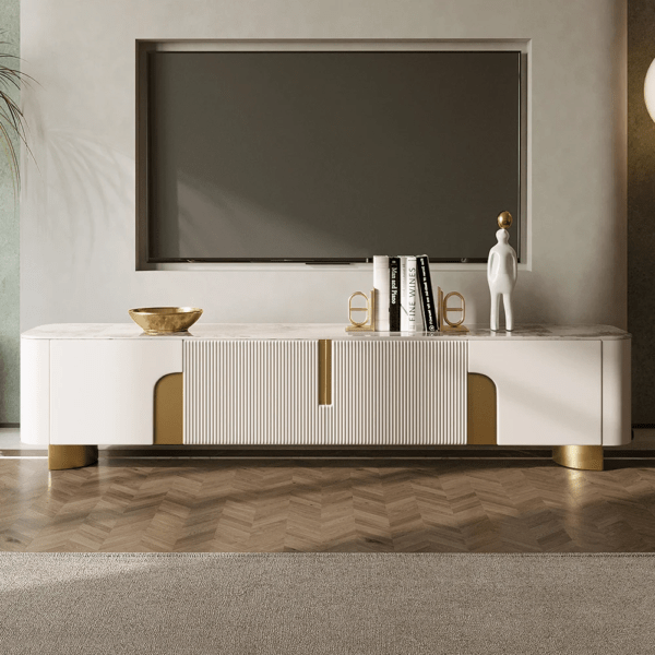 Top Beige & Gold TV Stand