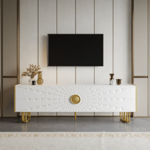Art Deco White TV Console