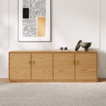 Natural Wood Tall TV Stand