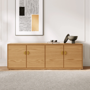 Natural Wood Tall TV Stand