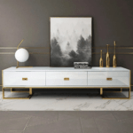 White and Gold TV Console