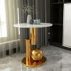 Modanio Round Black Side Table, Modern Style End Table Marble Nightstand SS Frame for Small Space Living Room Bedroom