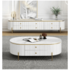 Modanio White Oval Storage Coffee Table With Drawers