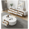 Modanio White Oval Storage Coffee Table With Drawers