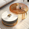 Modanio Space-Saving Nesting Coffee Table Set with Marble, Glass, Wooden Box & Iron Frame