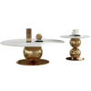 Modanio Radius Round Coffee Table with Gold Finish and Marble Top