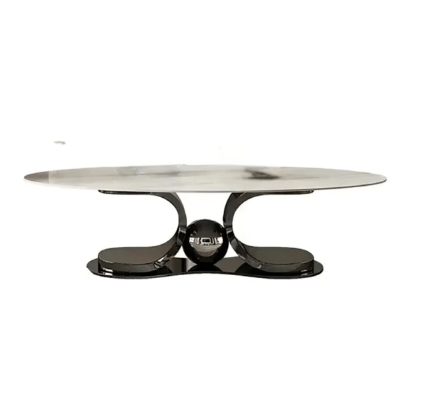 Modanio Set of 2 Orbital Oval Centre Table With White Marble Top