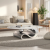 Modanio Nova Oval Coffee Table with PVD Gold Finish And Marble Top