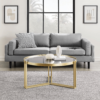Modanio Round Tea Table for Living Room – Gold Finish Metal Frame with Glass Top
