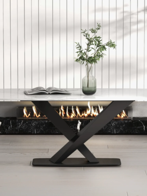 Arcus Dining Table with Nano Marble Top & SS 304 PVD Frame (6 Seater / 72"x36")