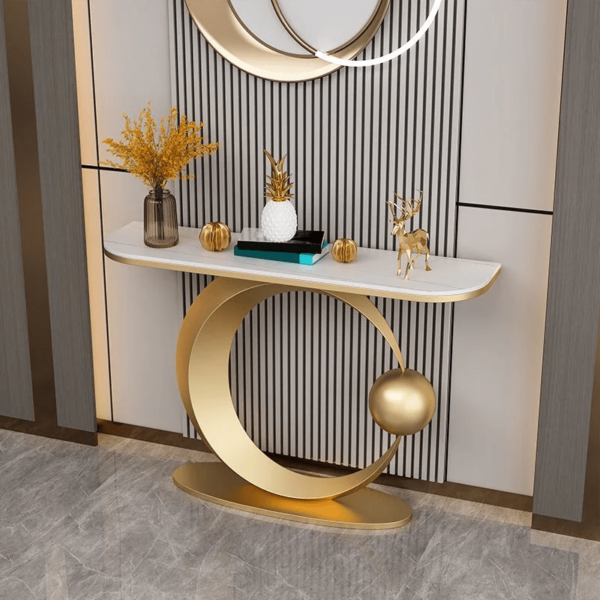 Modanio Contemporary Console Accent Table Half Moon Console Sofa Table