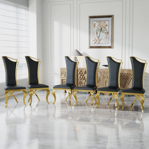Modanio Solid Back Side Dining Chair with Upholstered Seat | Modern Glam Design | Set of 2