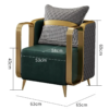 Modanio 1 Modern Luxury Single Seater Arm Chair with Golden Stainless Steel Frame