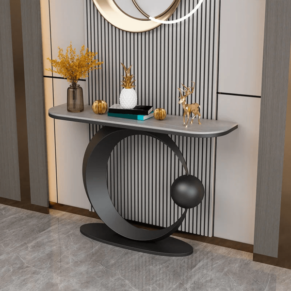 Modanio Contemporary Console Accent Table Half Moon Console Sofa Table