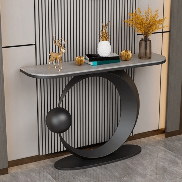 Modanio Contemporary Console Accent Table Half Moon Console Sofa Table