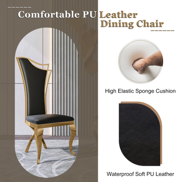 Modanio Solid Back Side Dining Chair with Upholstered Seat | Modern Glam Design | Set of 2