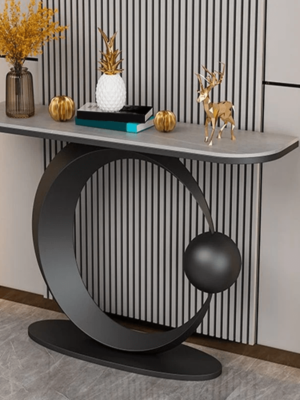 Modanio Contemporary Console Accent Table Half Moon Console Sofa Table