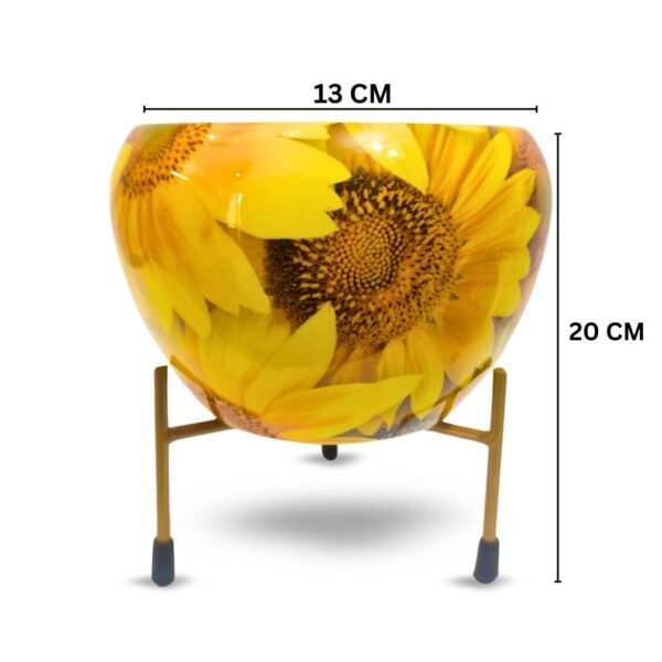 Modanio Flower Pots for Home Decoration Metal Print Plant pots Stand Planter Suitable for Indoor and Outdoor Use Home & Office Decor (Sunflower) - Modanio