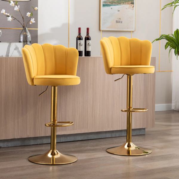 Modanio Adjustable Velvet Bar Chair | 360° Swivel Counter Height Bar Stool