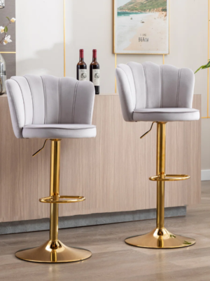 Modanio Adjustable Velvet Bar Chair | 360° Swivel Counter Height Bar Stool