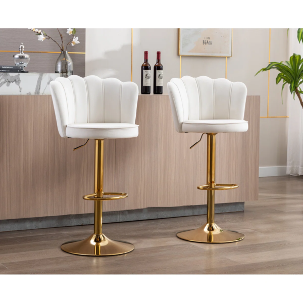 Modanio Adjustable Velvet Bar Chair | 360° Swivel Counter Height Bar Stool