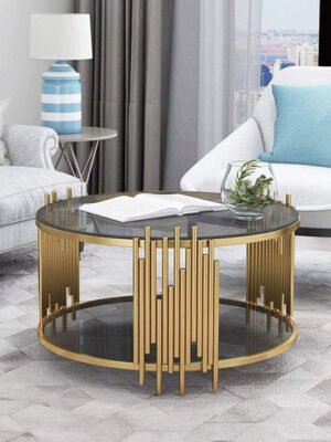 Round Coffee Table with Glass Top