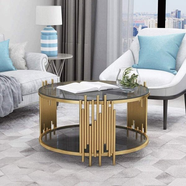 Round Coffee Table with Glass Top