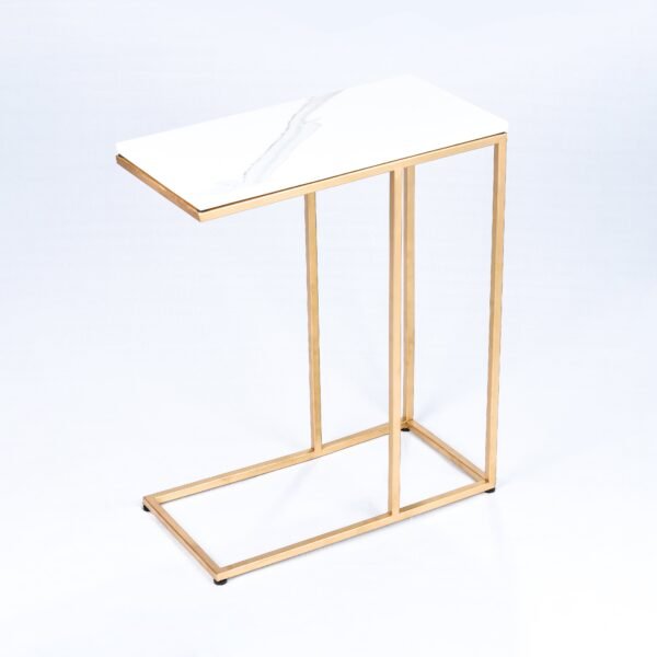 Modanio Handmade End Tables for Living Room Central End Table for Bedroom with Marble Top (45 X 22.5 X 50 cm) (Gold Table with White Marble Top)