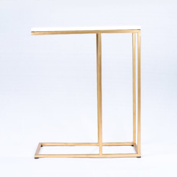 Modanio Handmade End Tables for Living Room Central End Table for Bedroom with Marble Top (45 X 22.5 X 50 cm) (Gold Table with White Marble Top)