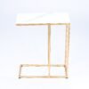 Modanio Handmade End Tables for Living Room Central End Table for Bedroom with Marble Top (45 X 22.5 X 50 cm) (Gold Table with White Marble Top)