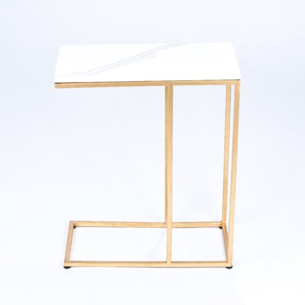 Modanio Handmade End Tables for Living Room Central End Table for Bedroom with Marble Top (45 X 22.5 X 50 cm) (Gold Table with White Marble Top)