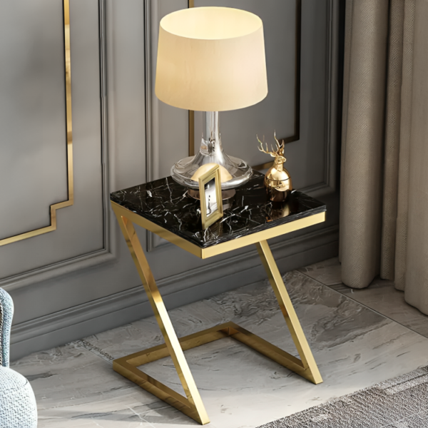 Gold Z-Shape Bedside Table