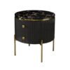 Modanio Round  Wooden Side Table with Italian Marble Top & Storage