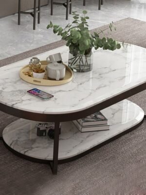 IMG-20250129-WA0050 Modanio 2-Tier Metal Black Capsule Coffee Table with Marble Top