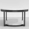 Modanio 2-Tier Metal Black Capsule Coffee Table with Marble Top