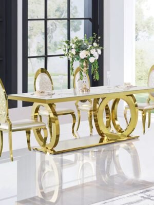 Modanio Nova Ring Dining Table with Marble Top & 6 Chairs