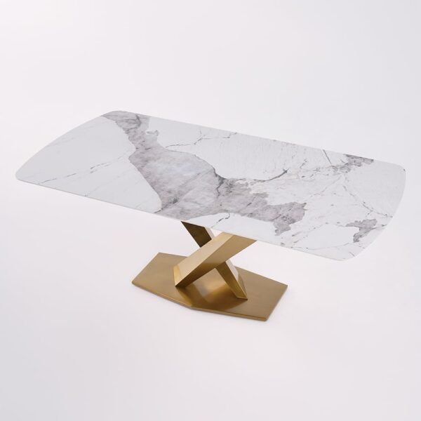 Arcus Dining Table with Nano Marble Top | PVD Finish