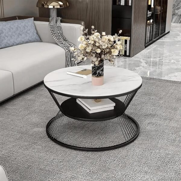 IMG-20250204-WA0034 Modanio Set of 2 Modern Coffee Tables Set – Gold Finish Metal Frame with Composite Marble Top (Round Nesting Centre Tables)