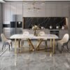 Modanio Arcus Luxury Dining Table with Nano Marble Top & 6 Chairs | PVD Finish