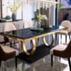 Modanio Prime Arc Dining Table with Marble Top & 6 Chairs | PVD Finish