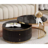 Modanio Elegant Nesting Coffee Table Set – Round Marble Top Coffee Tables with Gold Stainless Steel Frame for Modern Living Rooms